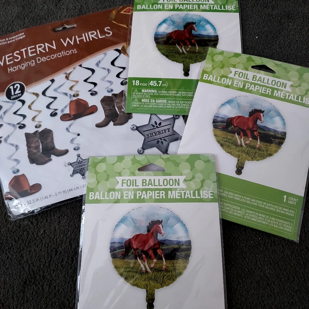 New Western Cowboy Horse Equestrian themed party decoration & balloons